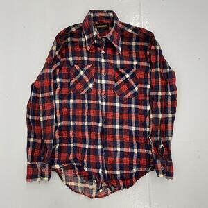 Vintage 80s Chandler Red Plaid Cotton Flannel Shirt